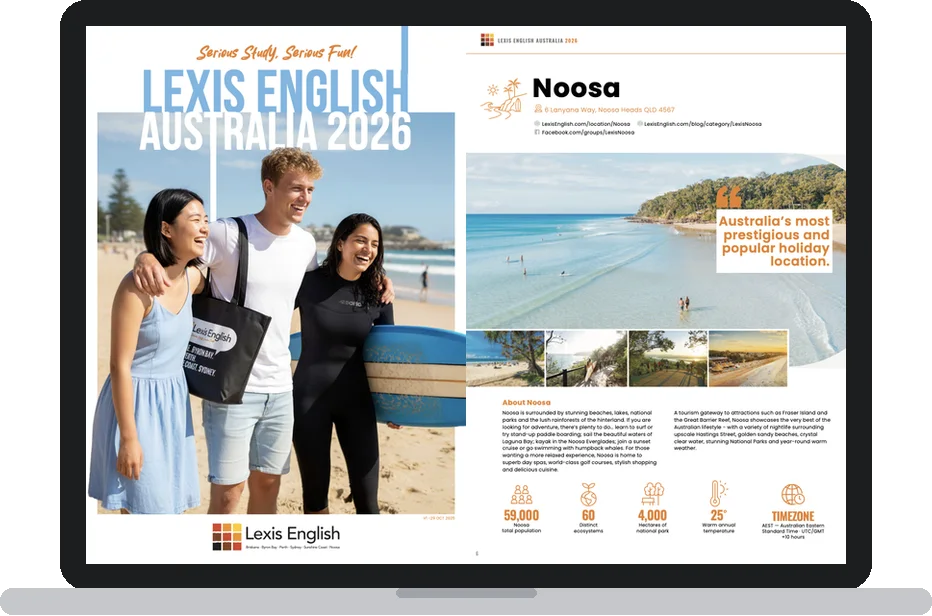 Dossier de Lexis English 2026 abierto en un portátil