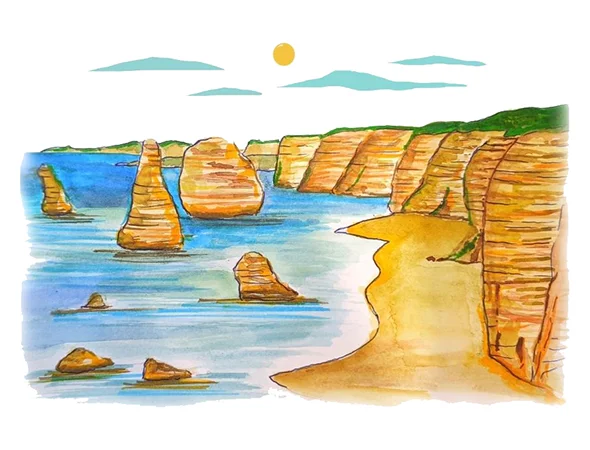 Ilustración de los Doce Apóstoles en la Great Ocean Road