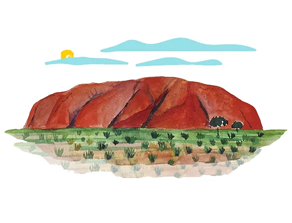 Ilustración de Uluru al atardecer