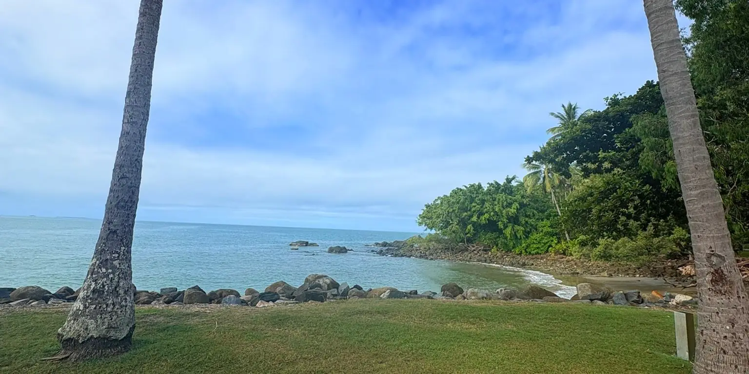 Palmeras junto al mar en un día soleado en Queensland